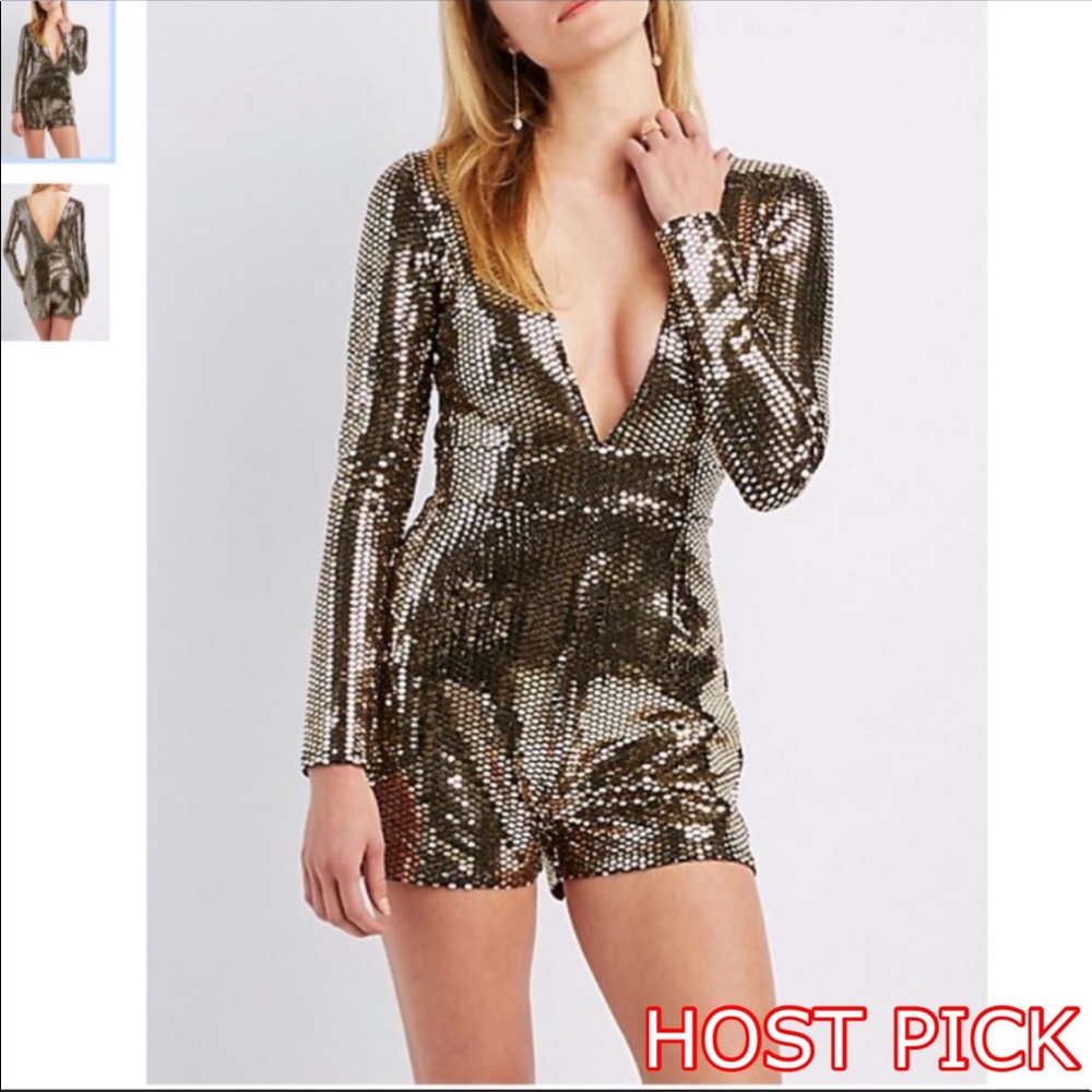 🎉HP Mirrored Sequin V-Neck Romper LARGE